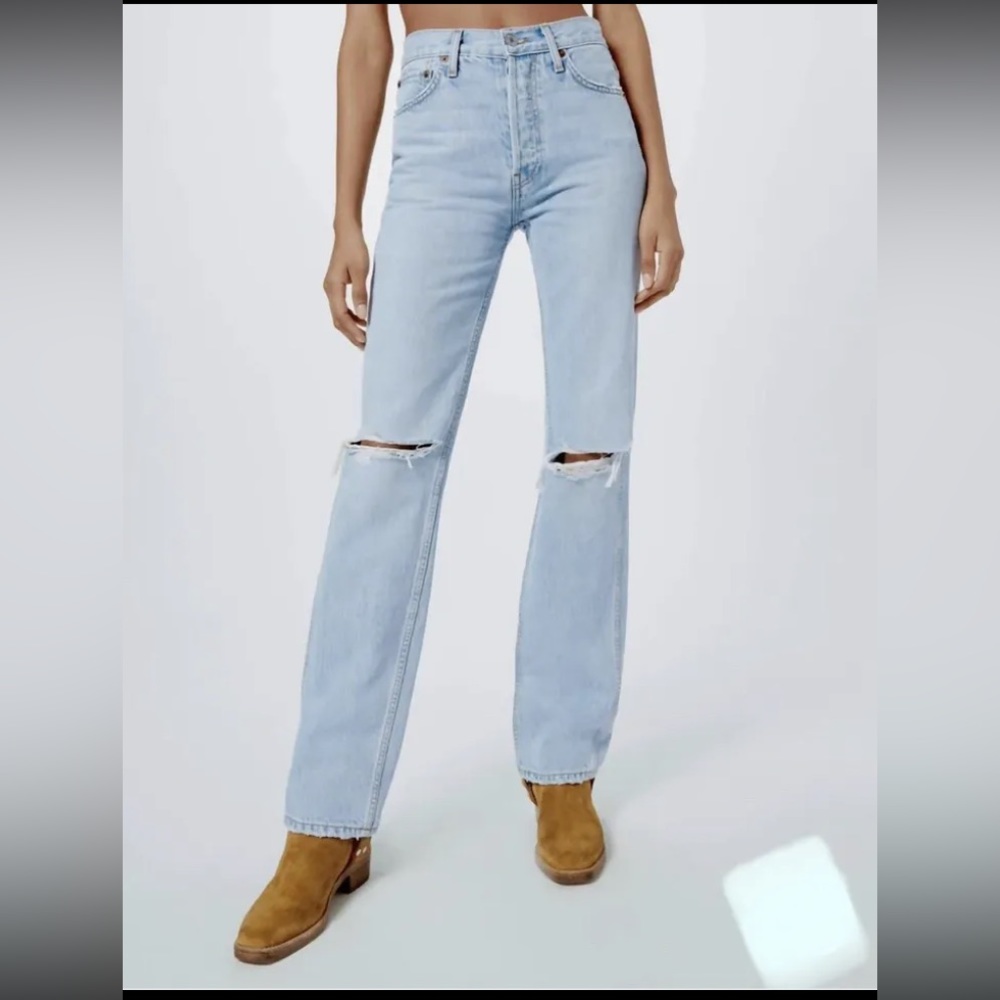 NWT RE/DONE ‘90s High Rise Loose Fit Jeans‎ Bleach Destroy Women's Size 29